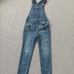 GAP Denim Blue Denim Distressed Girls Overalls (M)